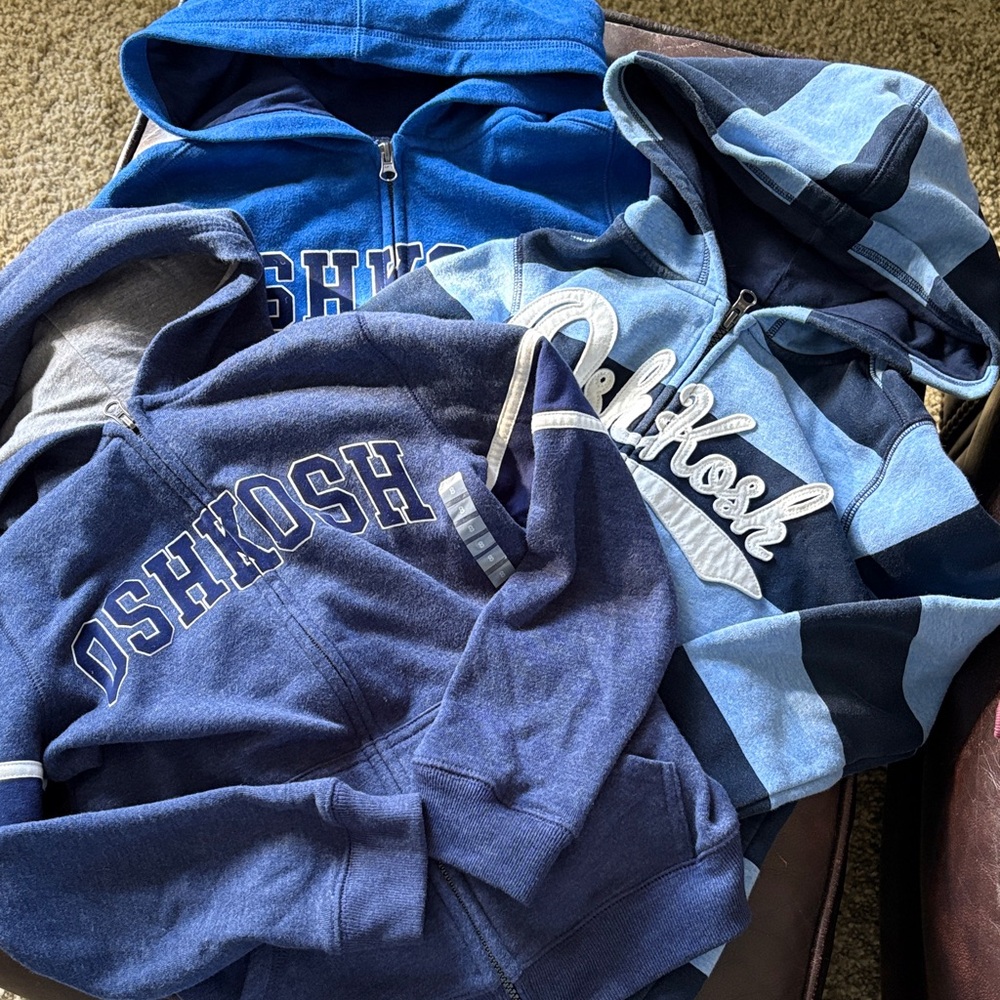 Bundle of 3!!  OshKosh B'gosh Kids Blue Hooded Jacket. Great condition, 1 nwt